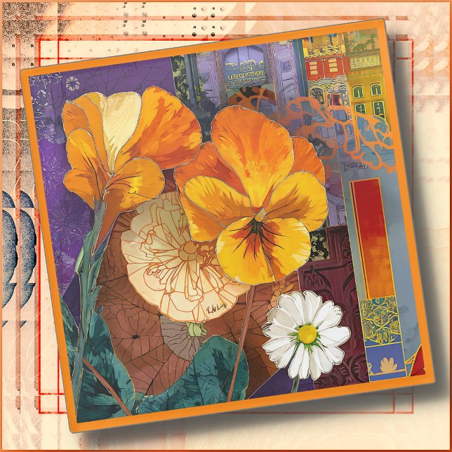Glas-UNTERSETZER - Farbige Blumenanordnung Glasuntersetzer (Von Creator hochgeladen)
