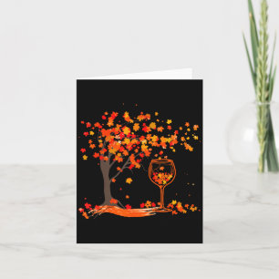 Glas Wein Ahornblatt Herbst Lustig Trinken Wein Karte