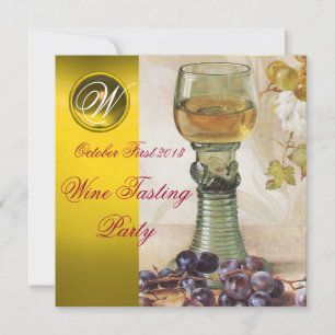 GLAS WEIN ,ALTE WEINREBE PARTY MONOGRAMM EINLADUNG