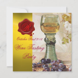 GLAS WEIN ,ALTE WEINREBE PARTY MONOGRAMM EINLADUNG