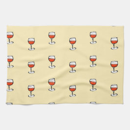 Glas Wein auf Orange Geschirrtuch