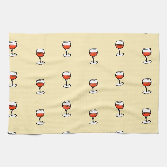 Glas Wein auf Orange Geschirrtuch (Horizontal)