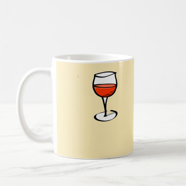 Glas Wein auf Orange Kaffeetasse (Links)