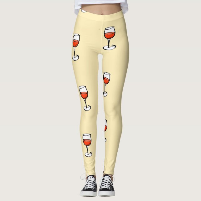 Glas Wein auf Orange Leggings (Vorderseite)
