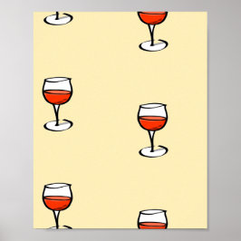Glas Wein auf Orange Poster