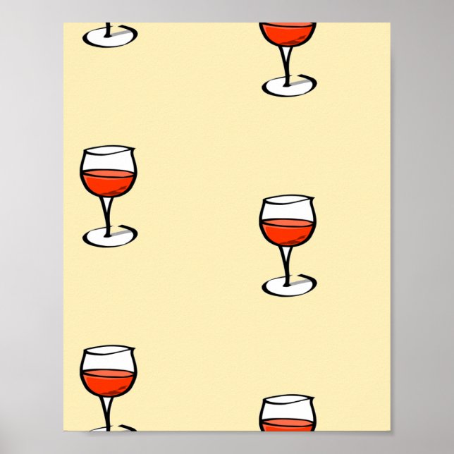 Glas Wein auf Orange Poster (Vorne)