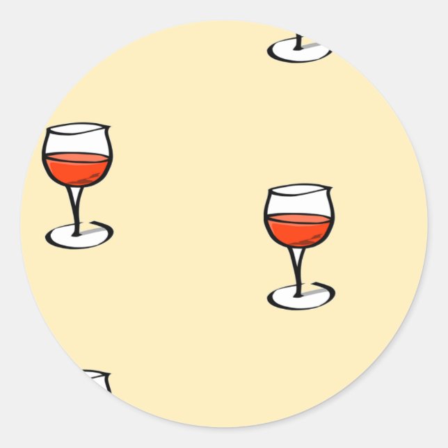 Glas Wein auf Orange Runder Aufkleber (Vorderseite)