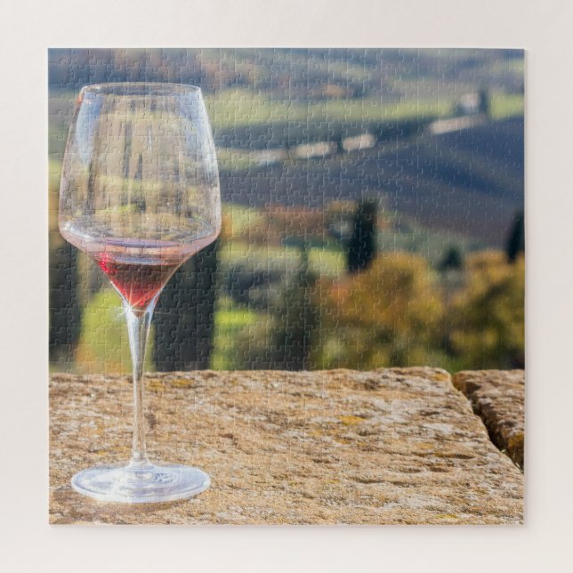Glas Wein in der Toskana Puzzle (Vertikal)