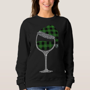 Glas Wein Weihnachtsmannmütze Weihnachten Grün Buf Sweatshirt