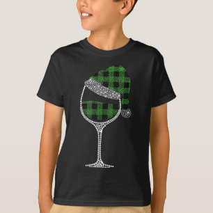 Glas Wein Weihnachtsmannmütze Weihnachten Grün Buf T-Shirt