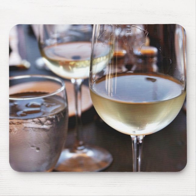 Glas Weißwein Mousepad (Vorne)