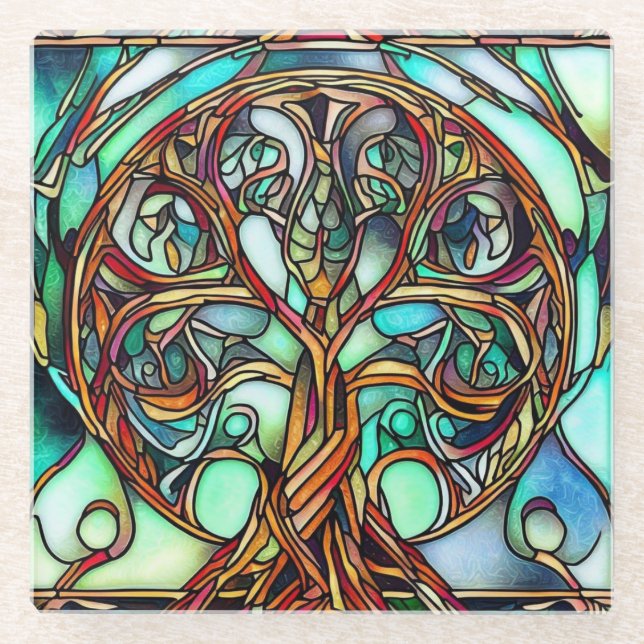 GLAS-ZELLTIKBAUM GLASUNTERSETZER (Vorderseite)