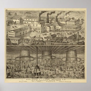 Glasarbeiten von JH Hobbs und Brockunier Poster