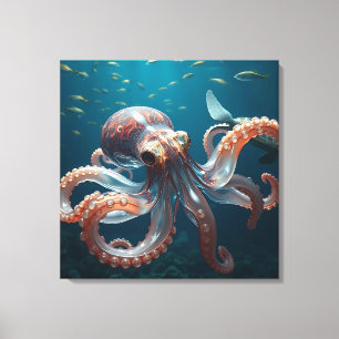 Glasartige Oktopus im tiefen Meer Leinwanddruck