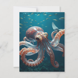 Glasartige Oktopus im tiefen Meer Postkarte