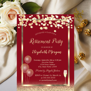 Glasballons aus Weinglas Silver Glitzer Red Retire Einladung