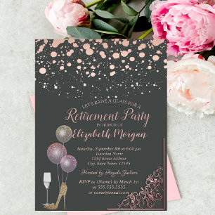 Glasballons Glitter Absätze Roségold  Renteneintri Einladung