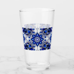 Glasbecher mit blauen weißen Farben Glas