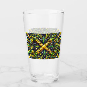 Glasbecher mit jamaikanischen Farben Glas