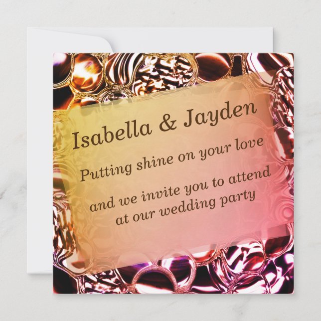 Glasbläschen oder schäumende Lachsfarben Einladung (Vorderseite)