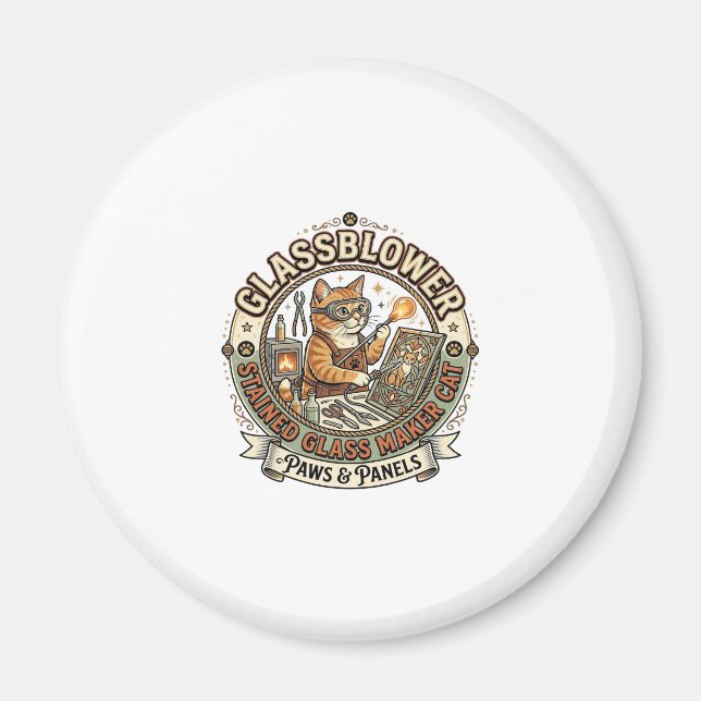 Glasbläser Bleiglasmacher Katze Glasbläser St Magnet (Vorne)