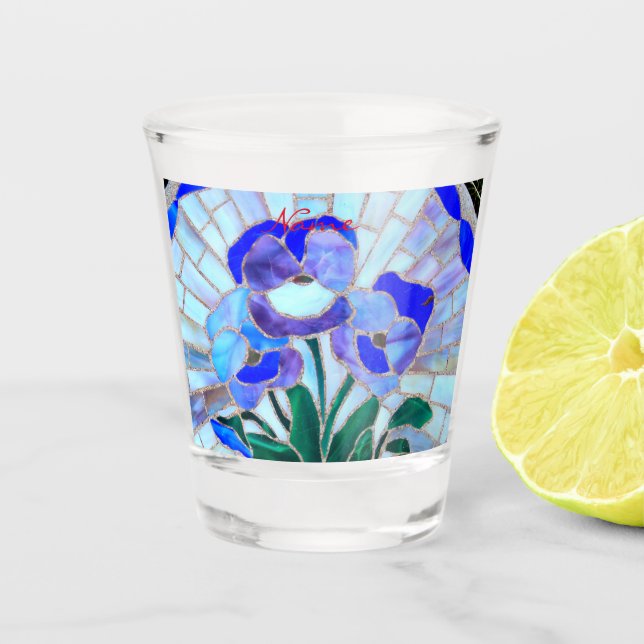Glasblaue Blume Thunder_Cove Schnapsglas (Vorderseite)