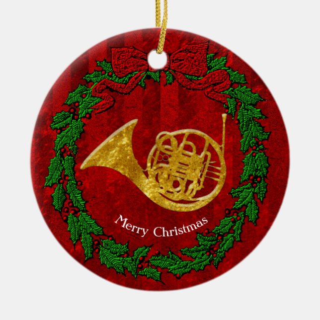 Glasblick-Goldfranzösisches Horn personifizieren Keramik Ornament (Vorne)