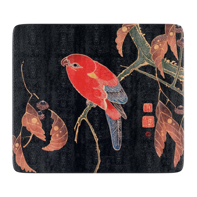 GLASCHOPPER : ITO JUKUCHÜ : ROTES PARROT SCHNEIDEBRETT (Vorderseite)