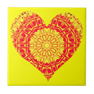 Glaseffekt Mosaik Orange/Gelb (Herz) Fliese