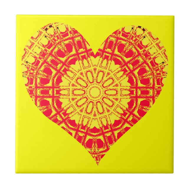 Glaseffekt Mosaik Orange/Gelb (Herz) Fliese (Vorderseite)