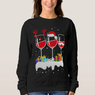 Gläser aus Weihnachtsmannmütze des Weinrebers trin Sweatshirt