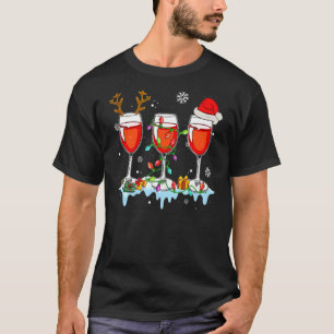 Gläser der Wein Xmas Light Rentier Weihnachtsmannm T-Shirt