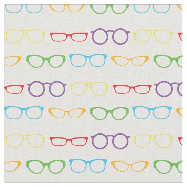 Gläser Niedlicher Optiker Regenbogen Weiß Stoff (Nahaufnahme)