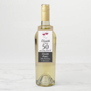 Gläser Rotwein   50. Geburtstagsfeier Flaschenanhänger