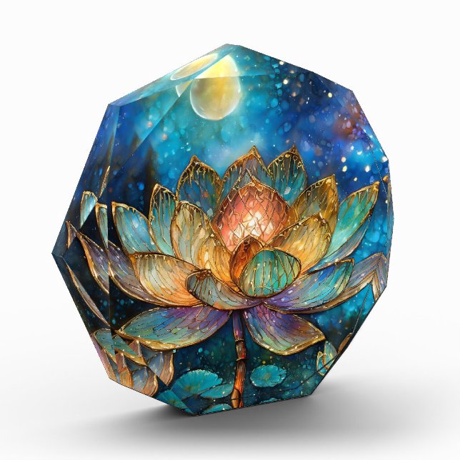 Gläserne Lotus-Blüten im Mondschein Fotoblock (Links)