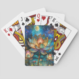 Gläserne Lotus-Blüten im Mondschein Spielkarten