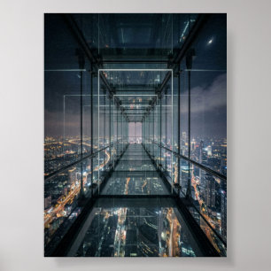 Glaserner Himmelsweg über Neon-Stadt Poster