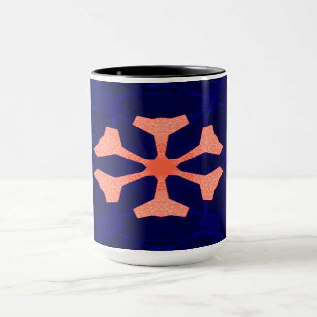 Glasfarben Navy blau dekoriert Orange dunkle Ancie Tasse (Zentrum)