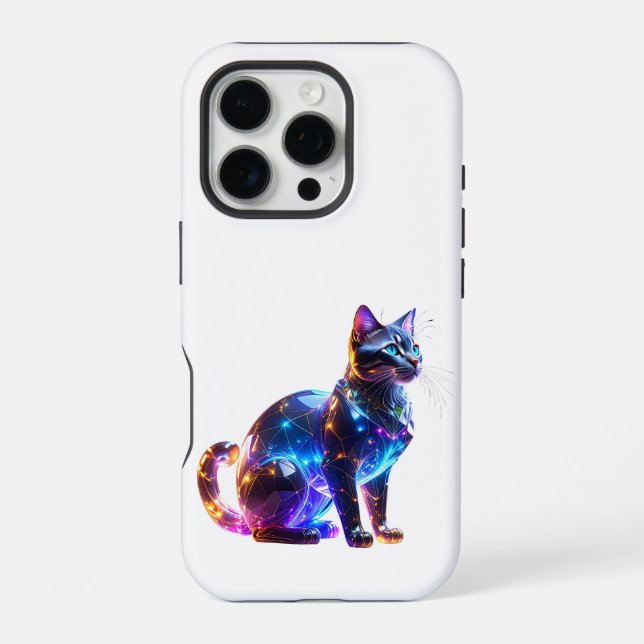 Glasfarbene Katze iPhone Hülle (Rückseite)