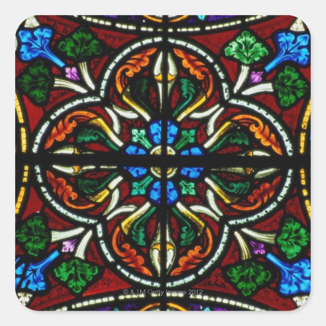 Glasfenster im Jahre 2007 Quadratischer Aufkleber (Vorderseite)