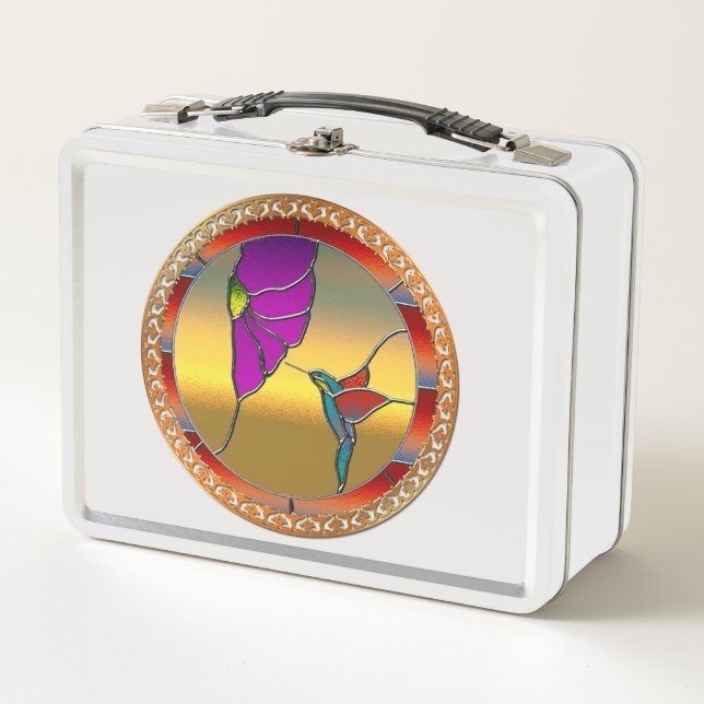 Glasfenster Metall Brotdose (Vorderseite)