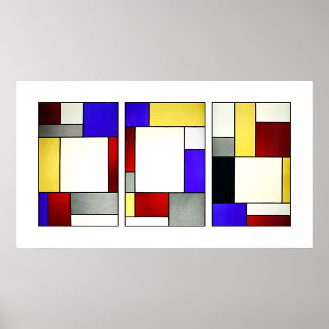Glasfenster Tryptych Theo Van Doesburg Poster (Vorne)
