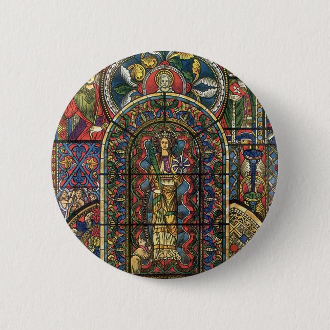 Glasfenster, Vintage Architektur Button (Vorderseite)