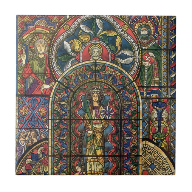 Glasfenster, Vintage Architektur Fliese (Vorderseite)