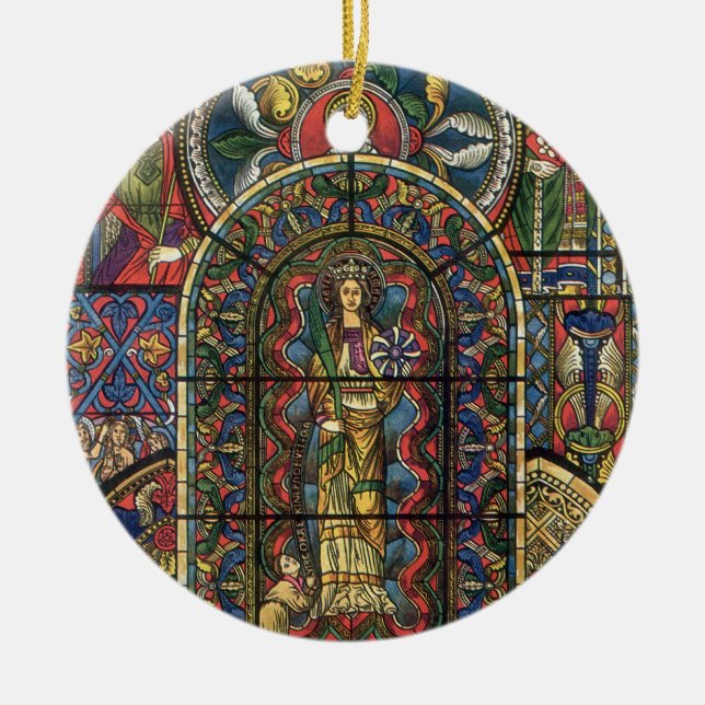 Glasfenster, Vintage Architektur Keramikornament (Vorne)