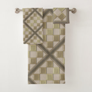 Glasfliese 3D beige Farbe Badhandtuch Set