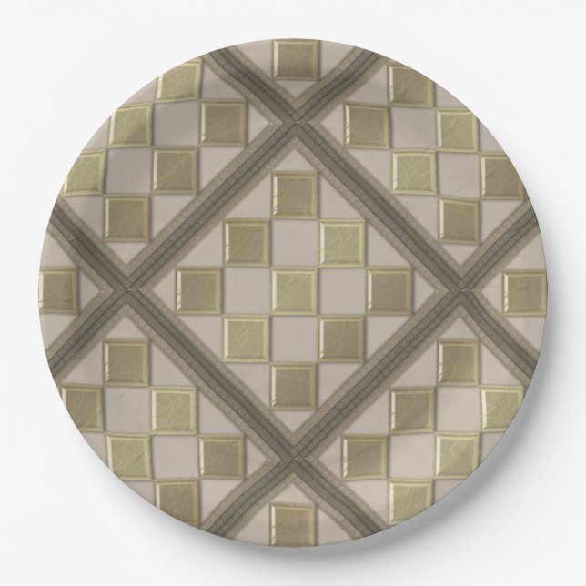 Glasfliese 3D beige Farbe Pappteller (Vorderseite)