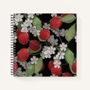 Glasfliesen 3D Flüssigkirsche und Blume blühen Notizbuch