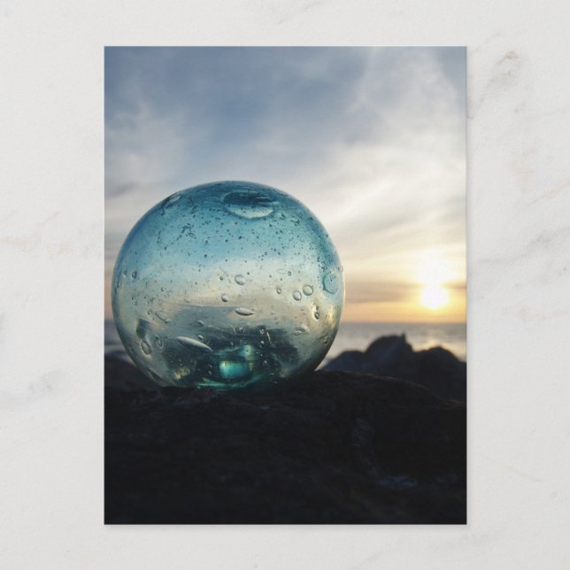 Glasfloat und Sonnenuntergang Postkarte (Vorderseite)