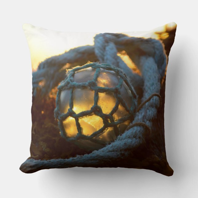 Glasflöße bei Sonnenuntergang, Alaska Kissen (Vorderseite)